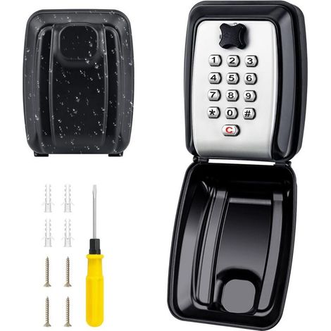 Outdoor Secure Key Box, Large Wall Mounted Key Box with 12 Digit Code Waterproof Rustproof Secure Key Box, Ultra-Robust Digital Key Safe for Home Factory Garage
