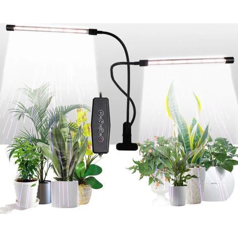 Lampe horticole LED 40W à 2 têtes avec minuterie pour plantes d'intérieur (1/5)