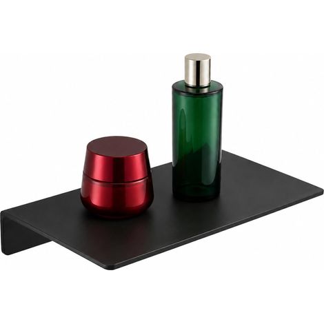 Étagère Murale Flottante Aluminium 20cm Noir,Rebord Anti-Chute  Étagère flottante compacte en aluminium noir 20 cm avec rebord anti-chute–idéale salle de bain,cuisine et chambre,avec forage (1/5)