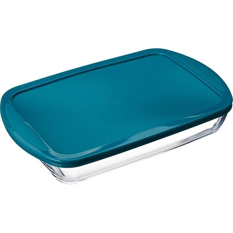 Pyrex FTE RECT PX Verde con coperchio 40 x 27 cm, 4,5 l, Teglia per forno, vetro borosilicato, Multicolore (1/4)