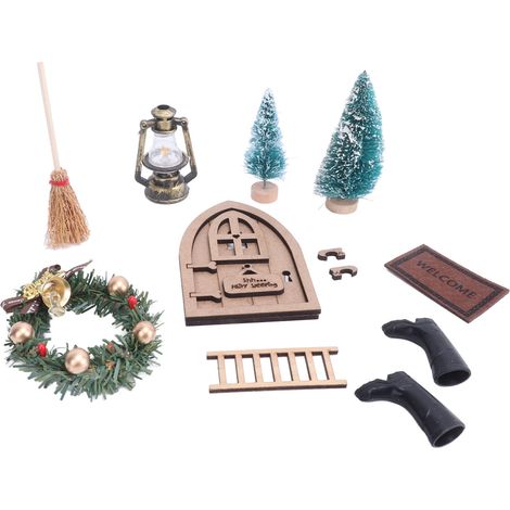 Ensemble de porte féerique pour maisons de poupées, sûr et robuste, en bois, aux couleurs vives, réplique détaillée, porte de Noël pour maisons de poupées aux échelles 1:12 et 1:6 pour projets de bric (1/5)