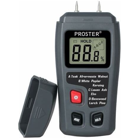 Hygromètre à bois à 2 broches, détecteur d'humidité numérique avec écran LCD HD, précision de 0 à 99,9 %, résolution de 0,5 % (1/4)