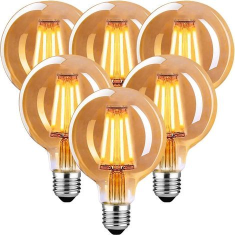 Edison Vintage Glödlampa E27, E27 LED Vintage 4W G80 Retro LED-lampa Varm, för Pendellampa, Bord, Vägglampa, 6-pack (1/5)