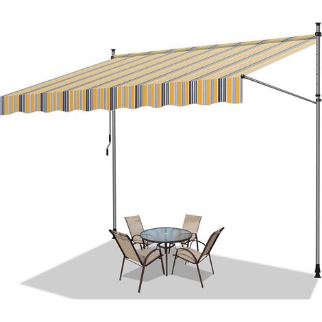 Wolketon Tenda da balcone gialla e blu, 400x120 cm, regolabile, protezione UV, per esterni