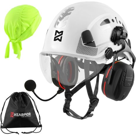 Höhenarbeiten Casque industriel pour adulte avec protection auditive active ABS Casque de protection certifié EN12492 Conforme EN397 Absorption des chocs et résistance à la pénétration Test (1/5)