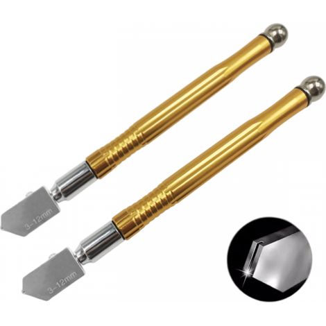 Lot de 2pcs Coupe de Verre 3-12 mm Coupe-Verre Professionnel Outil de Coupe de Carreaux en Carbure de Tungstène Coupeur Verre Avec molettes de coupe pour Verre Carreaux Miroir Découpe