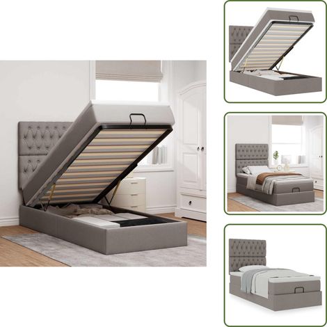 Almacenamiento debajo de la cama - vidaXL Estructura de cama otomana colchón tela gris pardo 80x200cm - Colchón ensacado