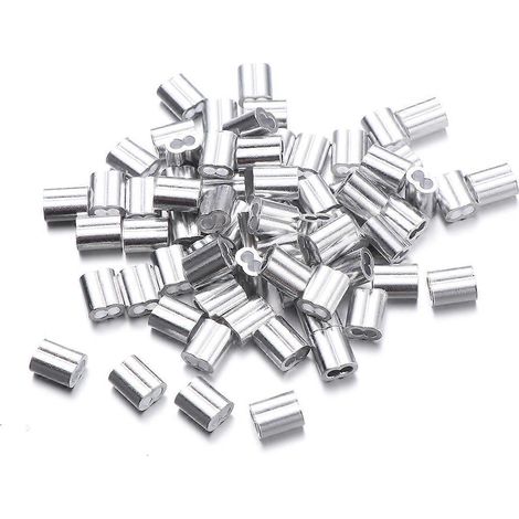 100 manchons de sertissage pour câbles métalliques en aluminium. Colliers de serrage pour câbles métalliques.-100pcs-Silver