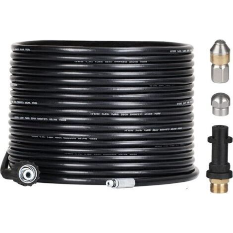 Kit de débouchage de tuyau de 15 m pour nettoyeurs haute pression Kärcher avec buse et buse pivotante, kit de furet professionnel 180 bars avec adaptateur pour accessoires Karcher K2/K3/K4/K5/K6/K7,AA (1/5)