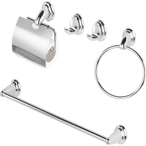 Set accessori a muro 5 pezzi in acciaio cromato viti incluse Facile (1/5)