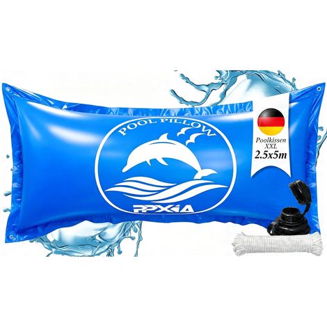 Coussin d'hiver pour piscine - 2,5 m x 5 m - XXL - Avec double couture - PVC de 0,6 mm d'épaisseur - Jusqu'à -25 °C - Pour bâche de piscine (1/5)