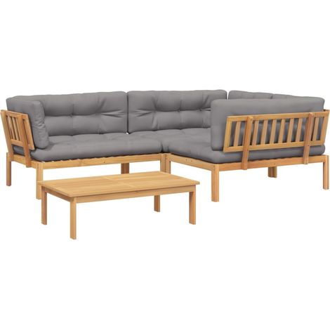 Maison Exclusive - 4-tlg. Garten-Sofagarnitur aus Paletten mit Ki (1/5)