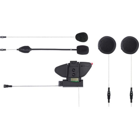 BT Pro Audio Kit Accessoires Moto Câblage Casque 2, Intercom Moto Écouteur Casque, 2 Enceinte Puissante Super Bass Sound Micro Microphone Haut Parleur avec Bras, Base Attache et Fixation (1/2)