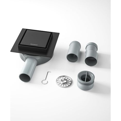 Caniveau de sol pour douche en acier inoxydable, 10 cm 2 en 1 carrelable Caniveau de douche carré avec siphon 360°, étanchéité à l'eau détachable et nettoyable améliorée et filtre à cheveux, 2 (1/5)