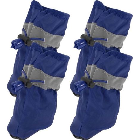 Scarpe per cani per passeggiate all'aperto, con inserti riflettenti, confezione da 4 pezzi, colore blu. (1/5)