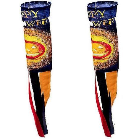 Lot de 2 drapeaux chaussettes fantômes, décorations d'Halloween à suspendre pour le jardin et la cour (1/5)