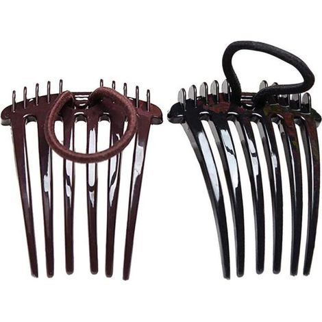 2 peignes latéraux pour cheveux fins, couleur café noir, légers et polyvalents pour femmes