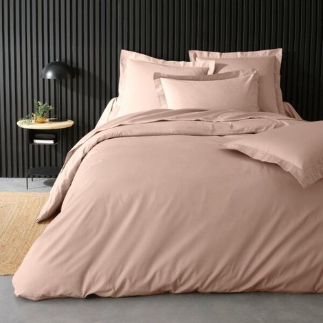 Housse de couette Percale Unie – Parure de Lit Luxe et Confort - 240x220cm - Nude / Rose (1/5)