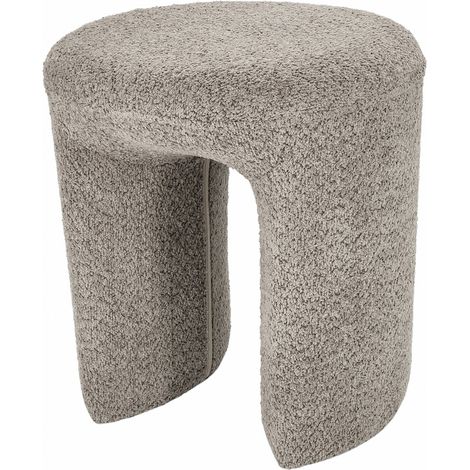 Tabouret d'appoint taupe doux en mousse et polyester design - taupe doux effet bouclette (1/3)