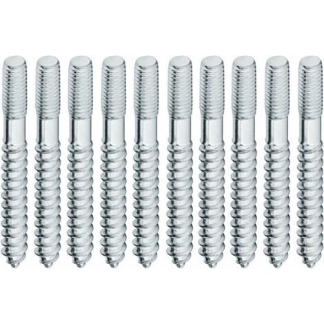 Lot de 10 vis à double filetage M4 x 40mm Acier zingué Fixation meuble et étagère Pour bois dur et plastique (1/2)