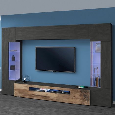 Mueble TV moderno de madera negra 2 armarios de pared Sultan AP (1/5)