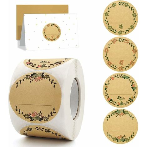 Etichetta per marmellata, etichetta adesiva rotonda, adesivi fatti a mano, adesivo in carta kraft, regalo facile da scrivere e strappare, fai da te (1 rotolo, 500 fogli-1STYLE) (1/5)