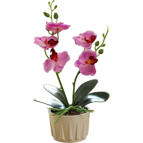 Composition florale en soie dans un vase en céramique, orchidées réalistes à tige flexible, plante Phalaenopsis artificielle pour décoration intérieure, à bas prix-AquaForge