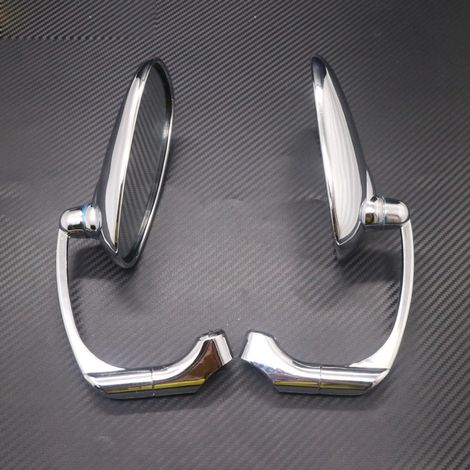 Rétroviseur ovale universel pour moto, 8 mm ou 10 mm, chromé noir CNC, avec poignée ou tige. (1/4)