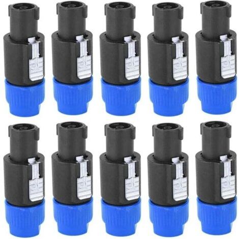 10 Pièces Speakon Connecteur d'Amplificateur de Câble4 Broches Prise de Haut-Parleur Audio Étanche C-NL4FC (Bleu)