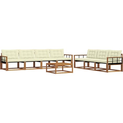 Conjunto de sofás de exterior con cojín 8 pcs Natural y Crema vidaXL (1/5)