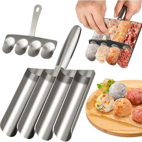 Formatrice/cucchiaio per polpette - Preparazione rapida delle polpette - Design 4 in 1 - Acciaio inossidabile (1/5)