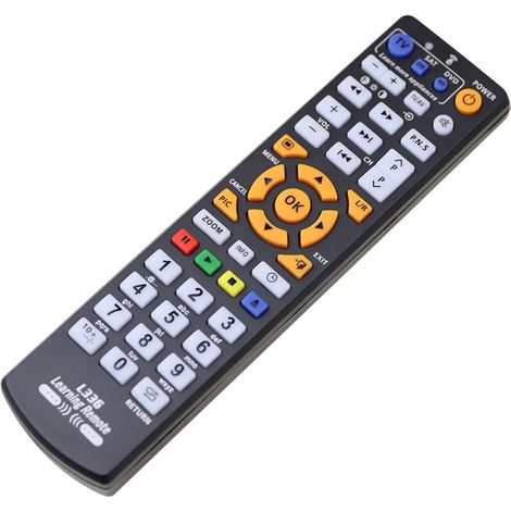 Telecomando universale intelligente a infrarossi L336 con funzione di apprendimento, compatibile con TV, decoder DVD, satellite, DVB, decoder TV ad alta fedeltà e videoregistratori STR-T