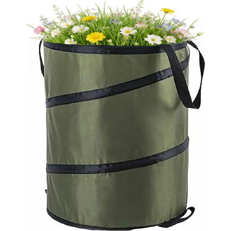 Garden Waste Bag and Camping Bin Foldable Oxford Fabric Bag with Handles, Reusable Waste Bin for Leaves, Garbage, Toys, Ideal for Gardening, Hiking, Picnics (1/5)