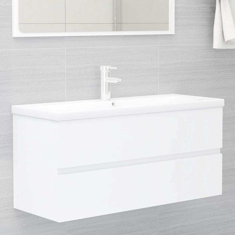 Meuble sous lavabo Meuble sous vasque - avec lavabo intégré Blanc Aggloméré BV775933 - BonneVie (1/5)