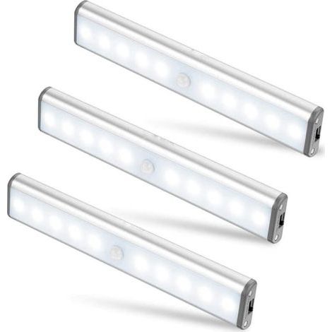 Lot de 3 lampes LED sans fil à 10 LED, rechargeables par USB, blanches et portables (1/4)