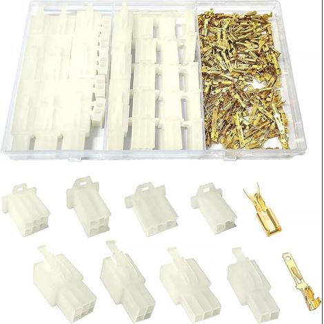 190 2.8mm Automobile Connecteur Kit, 2 3 4 6 Broches de Fil Électrique Connecteur et Femelles Sertir Cosse Assortiment, Moto, Voiture, Camion, Scooter, Bateaux Électrique (1/5)
