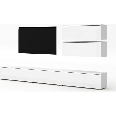 AX LIVING Wohnwand weiß Loriano V Matt/Hochglanz Anbauwand 300 cm