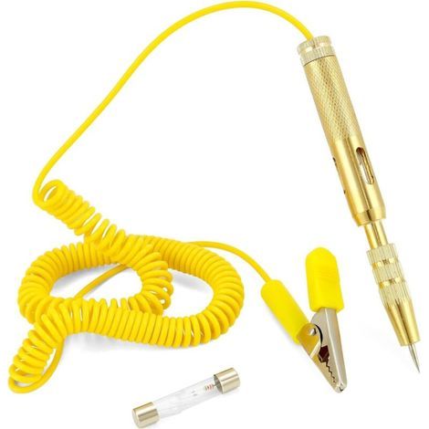 Tester per circuiti automobilistici da 6V, 12V e 24V, tester per relè automobilistici, tester elettrico per autoveicoli con spia luminosa meccanica per test a bassa tensione, giallo (1/4)