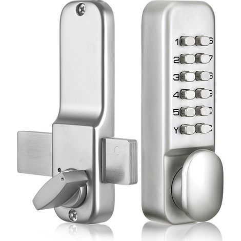 Digital code door lock - Chrome - Waterproof - Combination lock button - with key - Silver