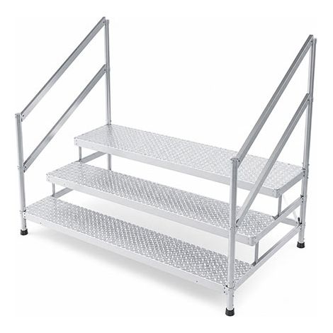 Montagetritt  aus Aluminium - 3 Stufen - Breite 2.00m - Handlauf beidseitig - MP3-200-2GC (1/5)