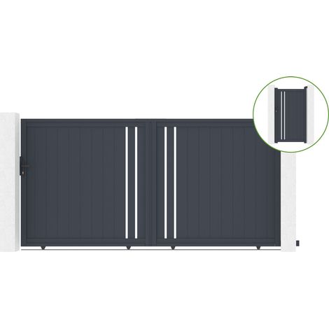 Puerta corredera 3,5m GIONA H.180cm aluminio + cancela GIONA H180 GRIS