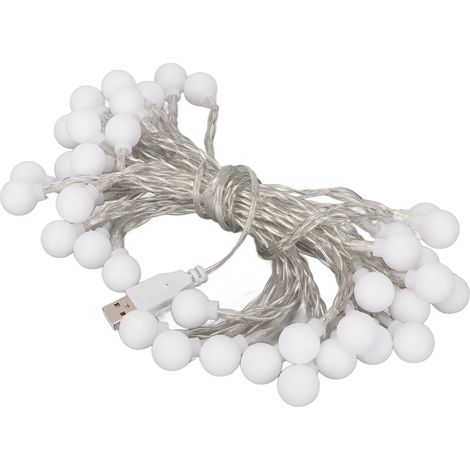 Guirlande lumineuse à boules LED décoratives, étanche, alimentée par USB, multicolore, idéale pour Noël, les fêtes, les chambres et les mariages. Longueur : 6 m (19,6 pi), 40 ampoules. (1/5)