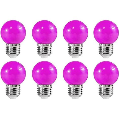 Ampoule LED sphérique G45 E27 couleur violet 3 W AC220‑240 V non dimmable éclairage décoratif Halloween Noël et fêtes lot de 8
