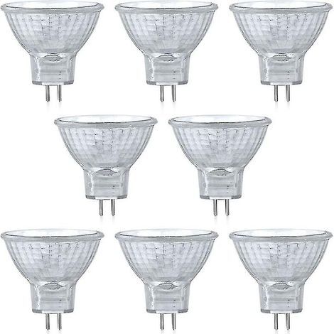 Lampe halogène MR11 12 V 20 W, culot GU4, blanc chaud 2800 K, réflecteur bipolaire, projecteur encastré sur rail GU4 à 2 broches avec face avant. (1/5)