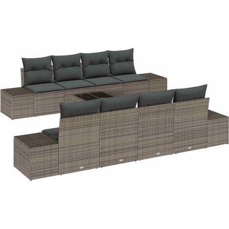 Maison Exclusive - Set Divano da Giardino con cuscino 7 pcs Grigio polyrattan