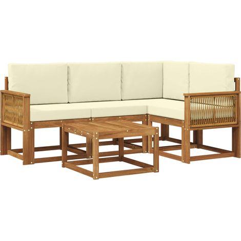 vidaXL Outdoor Sofa Set 5 pcs Natural and Cream Polyester