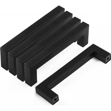 5 Pièces Poignée Meuble Acier Inoxydable Noir Entraxe 96mm Pour Cuisine Placard Tiroir (1/5)