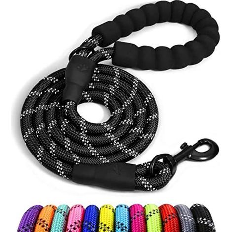 1 laisse chien corde, polyester résistant, fermeture par bouton-pression, pour chiens moyens et grands, promenade quotidienne (1/4)
