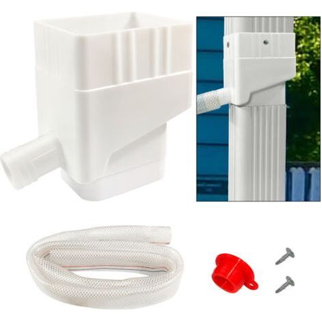 Système de Collecte des Eaux Pluviales, Connecteur Dériveur de Collecte d'eau de Pluie avec Tuyau d'eau de 4 Pieds, Kit de Dérivation de la Partie Descendante Résistant aux UV (Blanc)-Chrom (1/5)