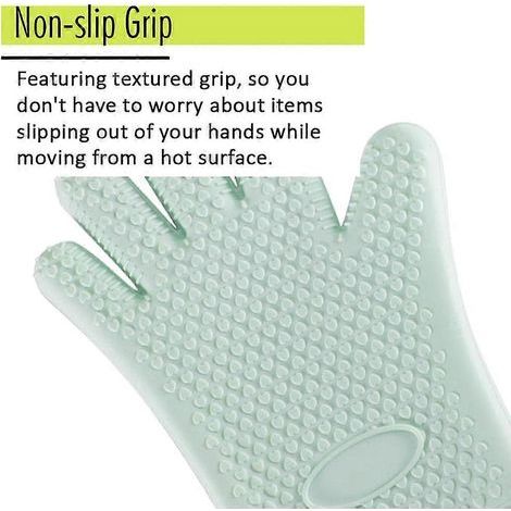 Heat Resistant Gloves BBQ Kitchen Silicone Oven Gloves, Safe Handling For BBQ (1/2)